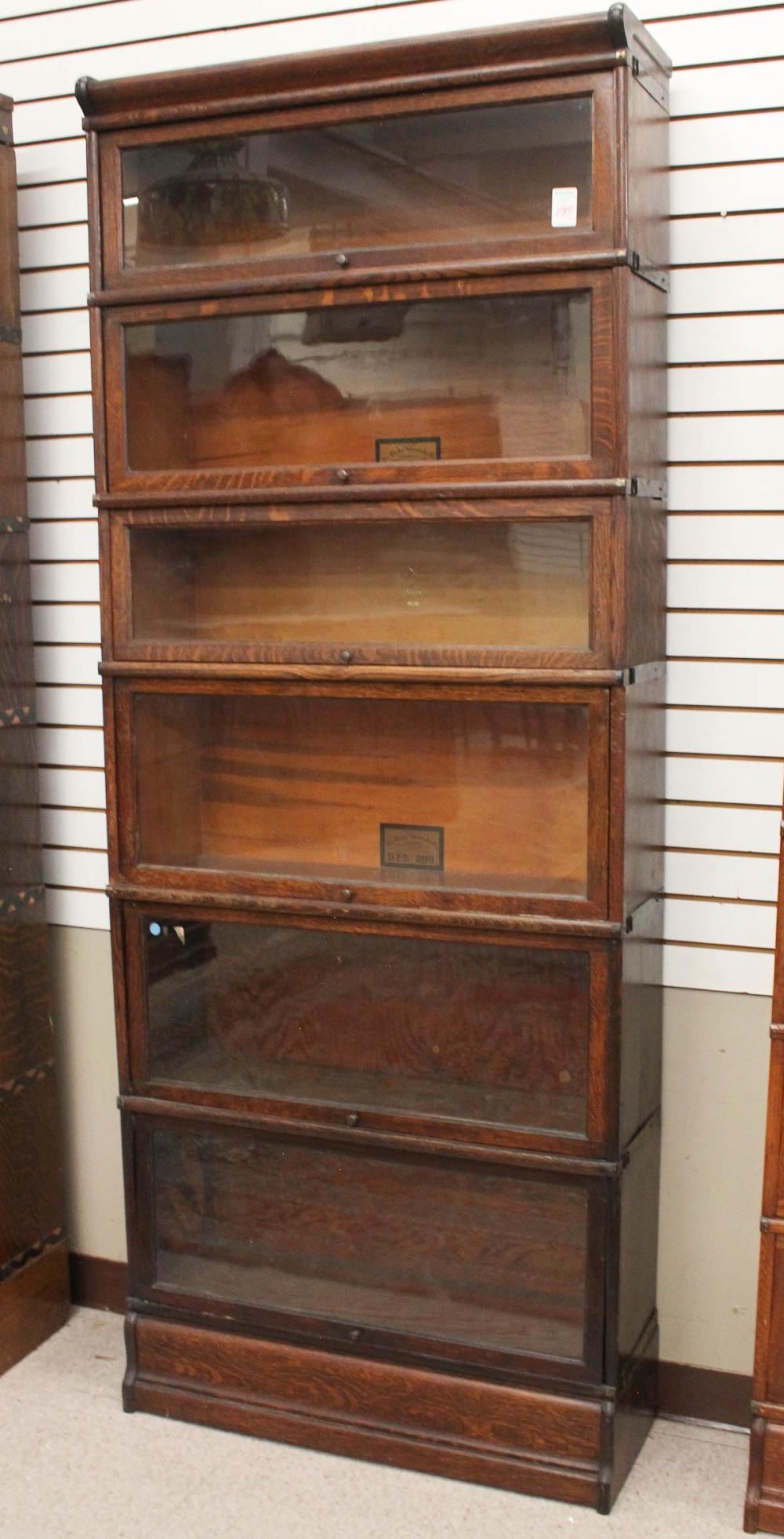 Appraisal: SIX-SECTION STACKING OAK BOOKCASE The Globe-Wernicke Co Cincinnati Ohio c