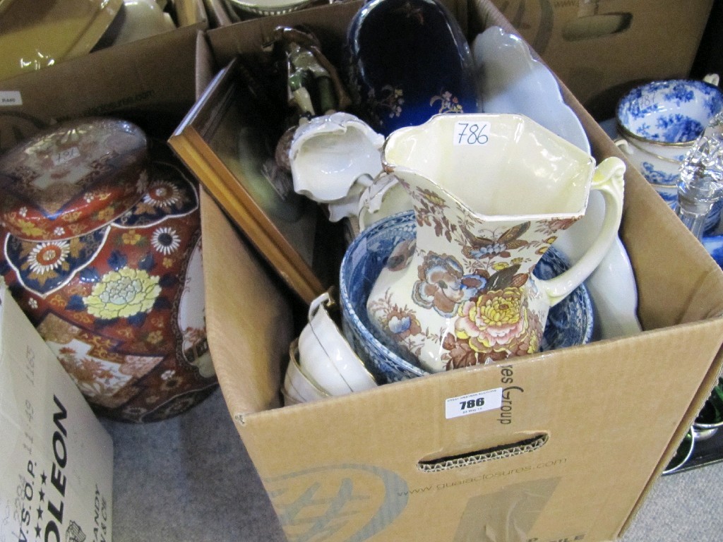 Appraisal: Box of ceramics and an oriental ginger jar