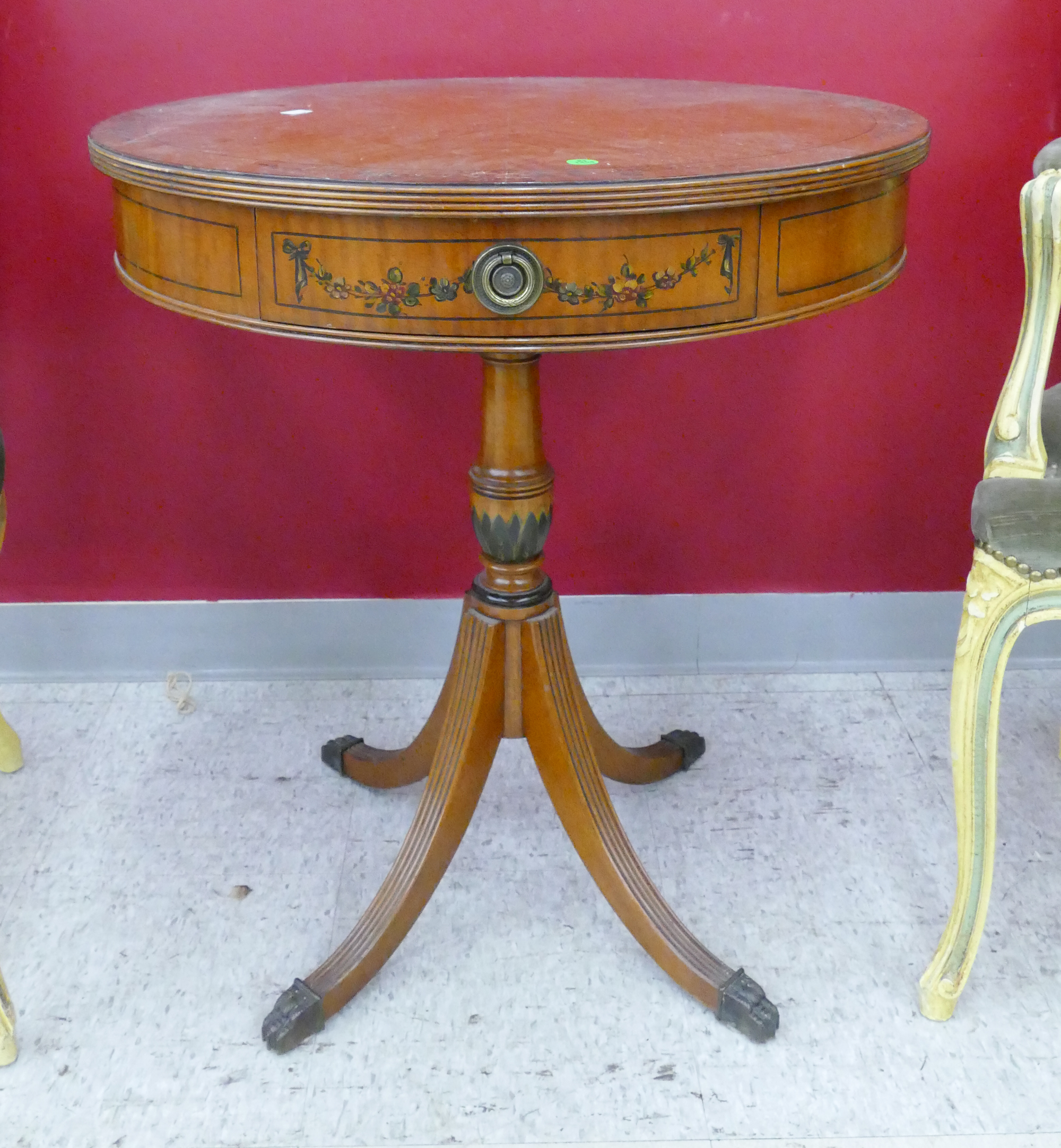 Appraisal: Adams Style Painted Mahogany Pedestal Drum Table- x ''