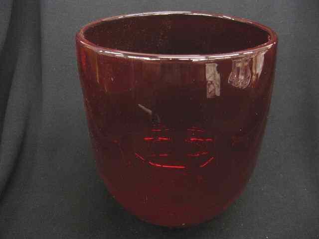 Appraisal: Ruby Art Glass Vase or Ice Bucket '' tall excellent