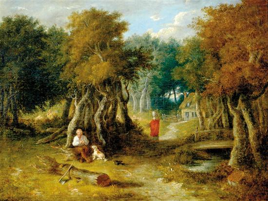 Appraisal: Continental school th th century COUNTRY LIFE oil on canvas