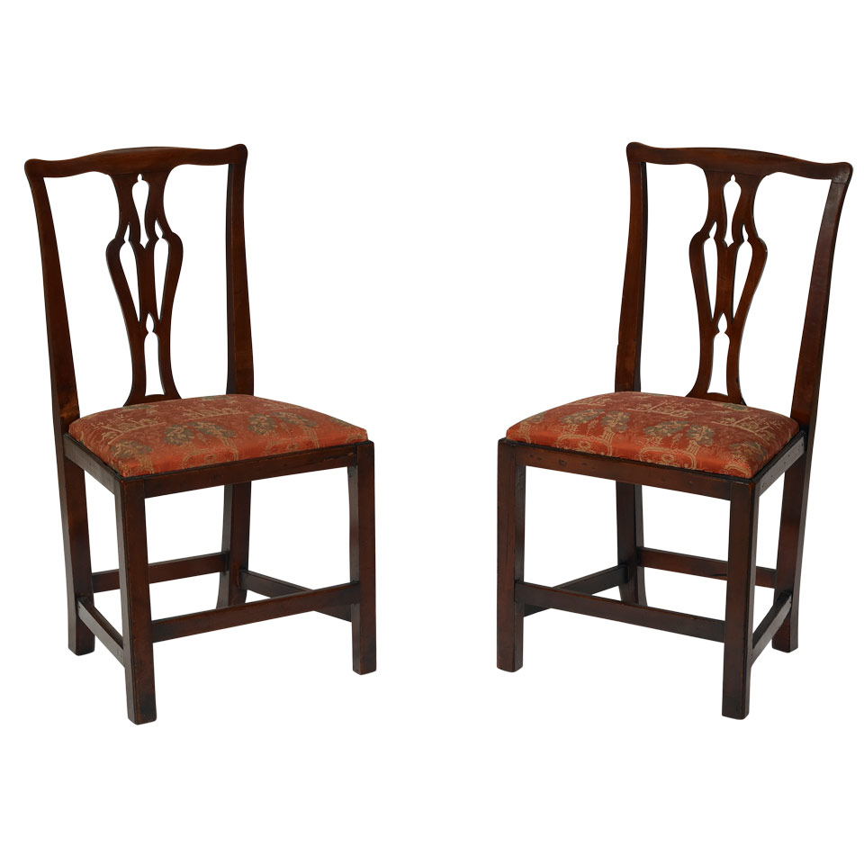 Appraisal: Pair of George III Fruitwood Side Chairs in the country