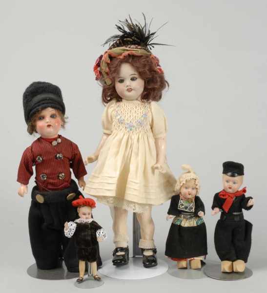 Appraisal: Lot of Antique Dolls Description Unmarked German Dutch boy with