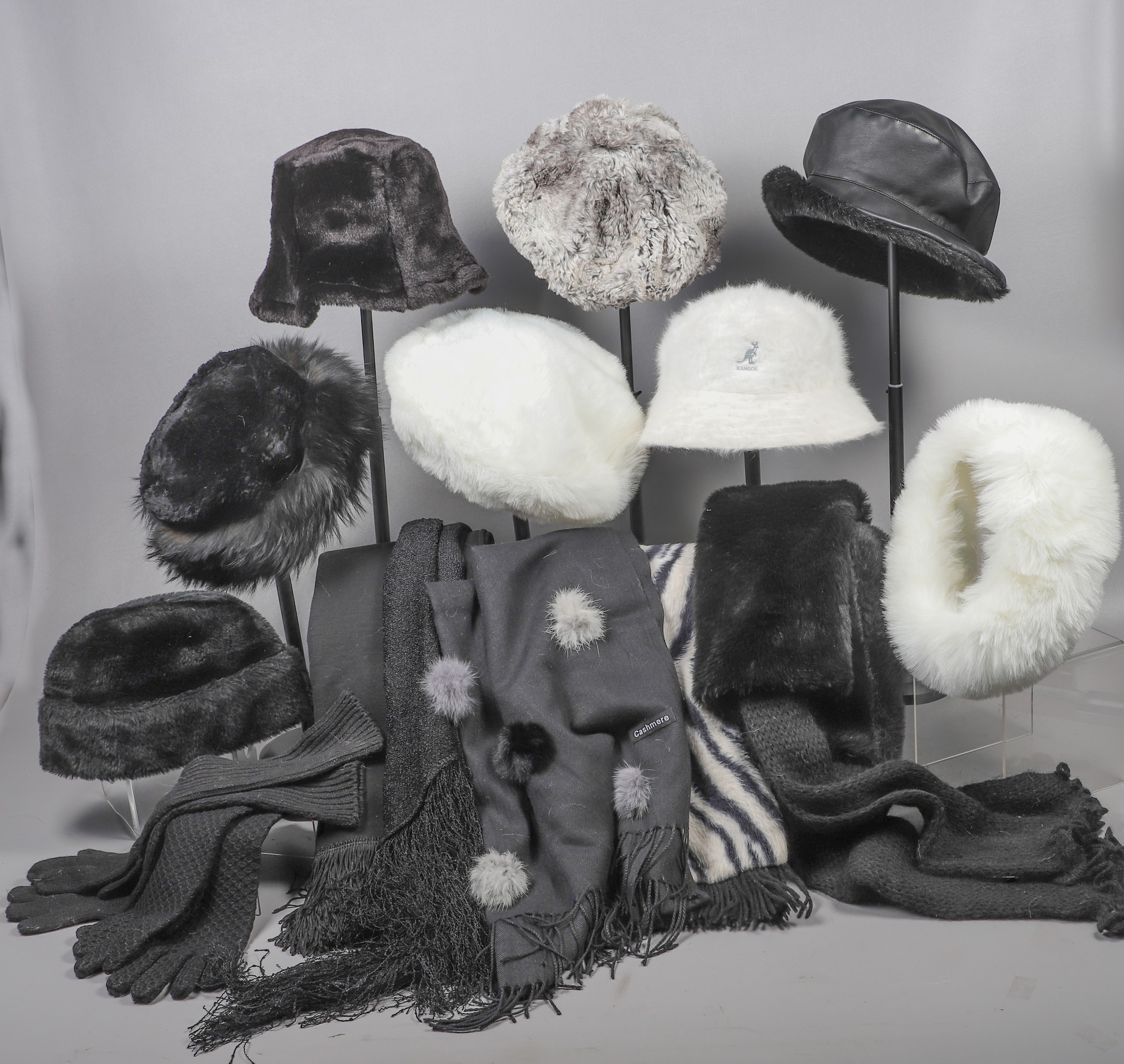 Appraisal: Vintage Faux fur hats and scarves to include black fur