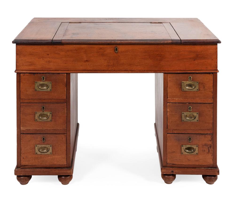 Appraisal: THREE-PART CAMPAIGN DESK MID- TH CENTURY HEIGHT WIDTH DEPTH THREE-PART