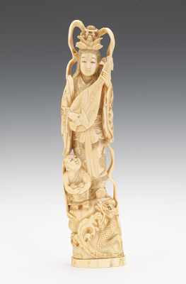 Appraisal: An Ivory Figural of a Maiden with Instrument A Japanese