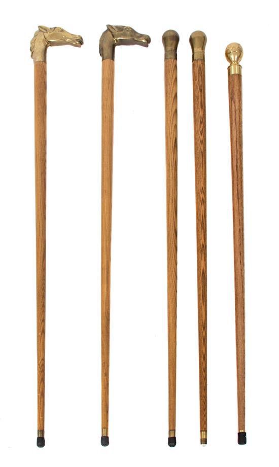 Appraisal: A Collection of Five Brass Handled Ash Canes Length of