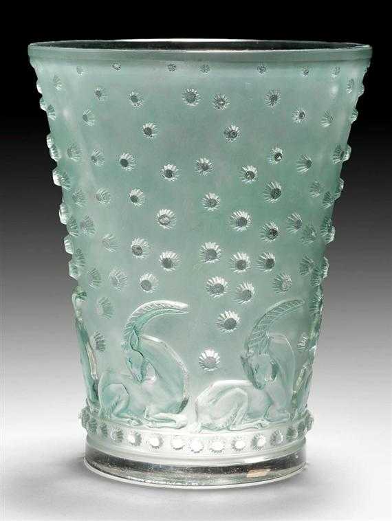 Appraisal: LALIQUE REN AJACCIO VASE circa White mould-pressed glass with patina