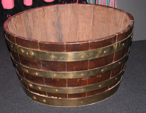 Appraisal: English Oak and Brassbound Firewood Tub th Century Unknown x