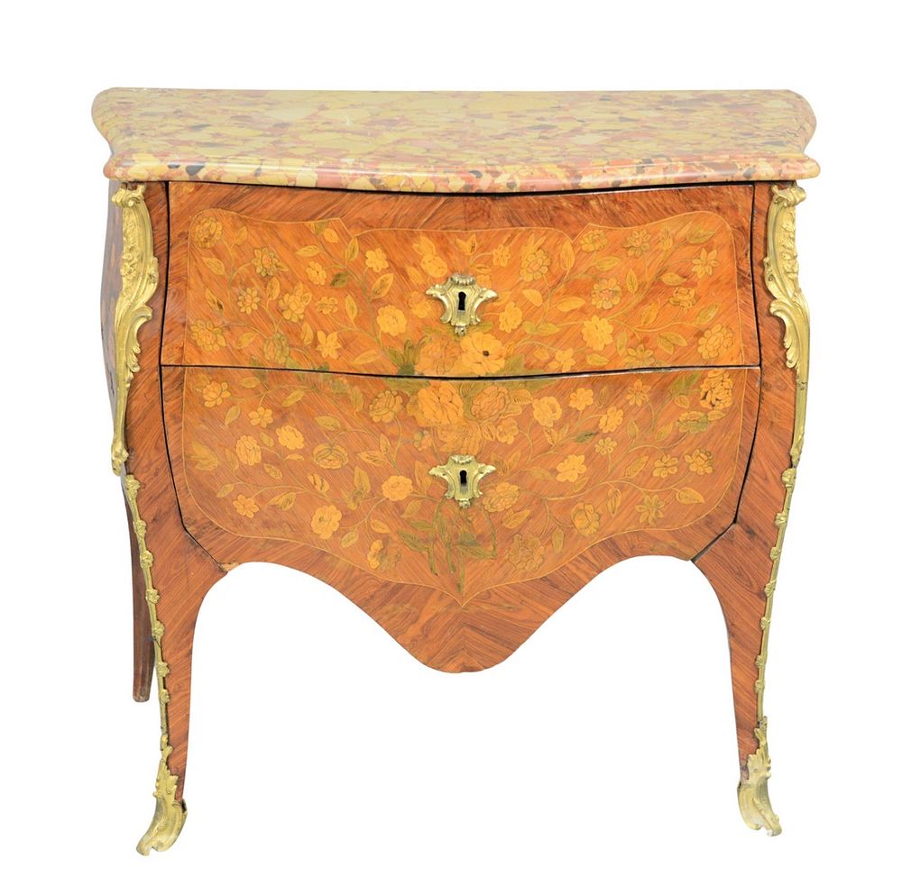 Appraisal: Louis XV Ormolu-Mounted Kingwood Tulipwood and Marquetry Commode having serpentine