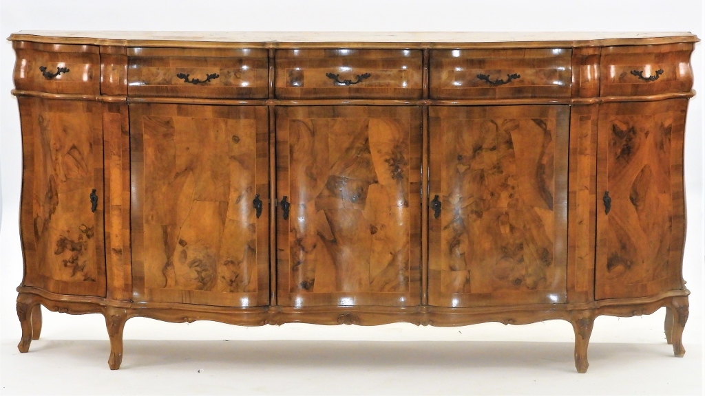 Appraisal: DUTCH BOMBAY BURL VENEER INLAID SIDEBOARD SERVER Netherlands Early th