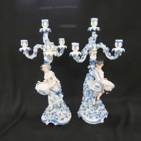 Appraisal: Pair of Royal Rudostadt Porcelain Candelabra four-light figural man women