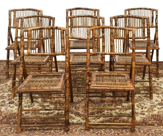 Appraisal: lot of Vintage bamboo and rattan folding chairs th c