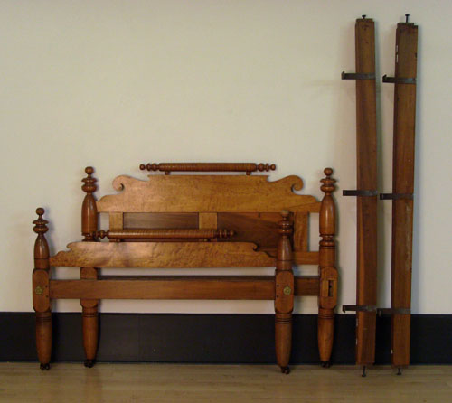 Appraisal: Figured maple rope bed th c