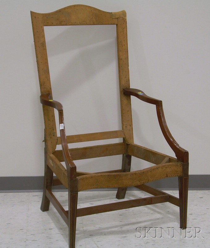 Appraisal: Federal Inlaid Mahogany Lolling Chair Frame