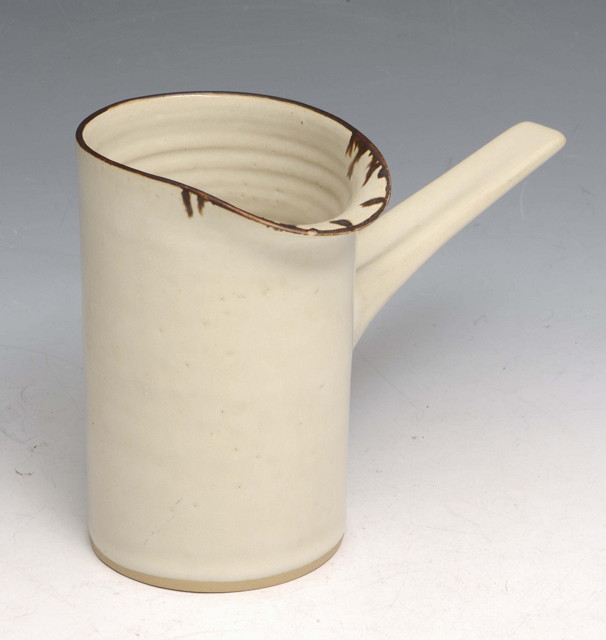 Appraisal: Lucie Rie Briish - Pouring vessel white glaze with bronzed