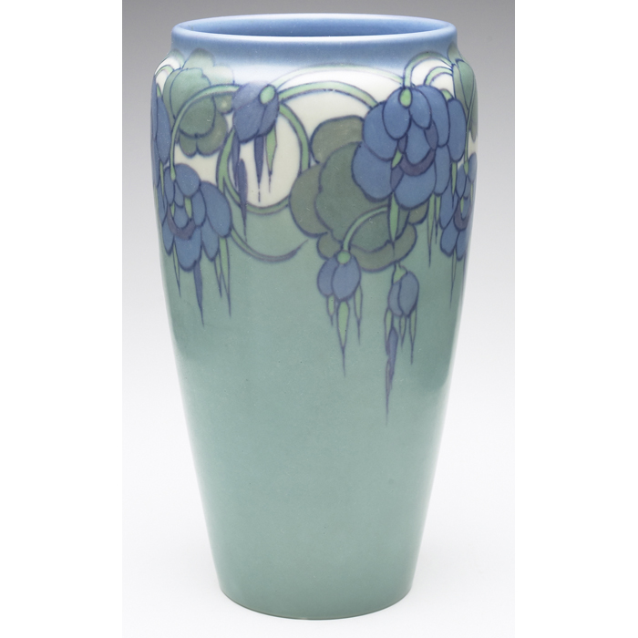 Appraisal: Exceptional Rookwood vase large tapered shape beautiful Vellum glaze with