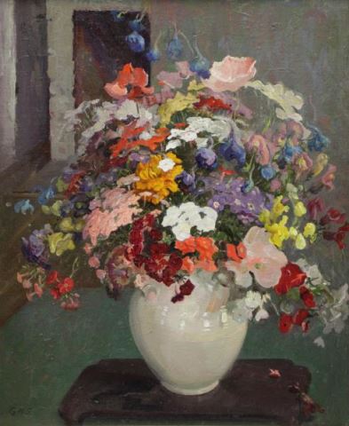 Appraisal: SMITH Gladys Nelson Oil on Canvas Floral StillLife Initialed GNS