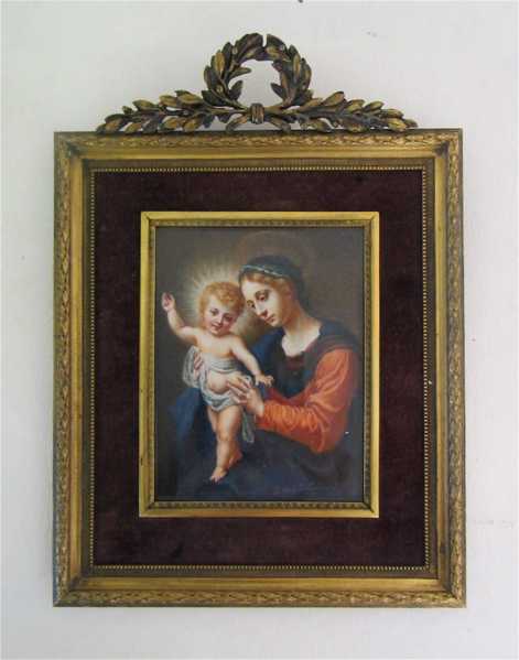 Appraisal: MINIATURE OIL PAINTING Madonna and Child after the original painting