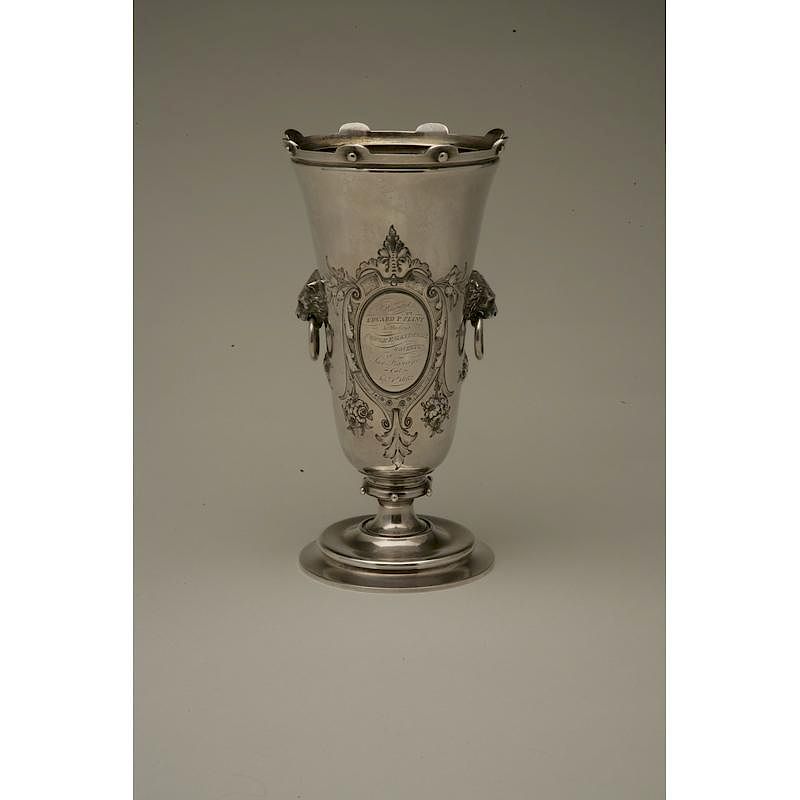 Appraisal: Coin Silver Presentation Vase Coin silver gilt wash footed vase