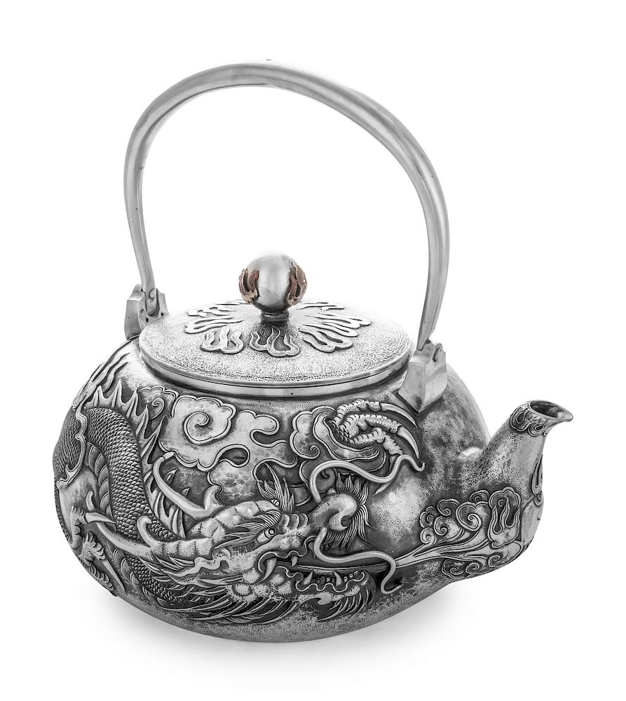 Appraisal: A Japanese Silver Teapot A Japanese Silver Teapot Watanabe Silversmith