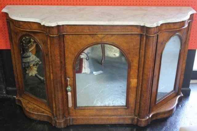 Appraisal: Victorian Burl Walnut Marbletop Sideboard Great looking with serpentine front