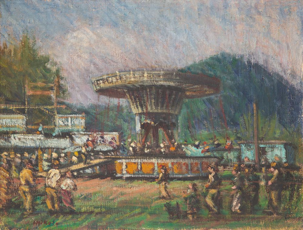 Appraisal: ANDRAS MIKOLA HUNGARIAN - ANDRAS MIKOLA HUNGARIAN - Carousel oil