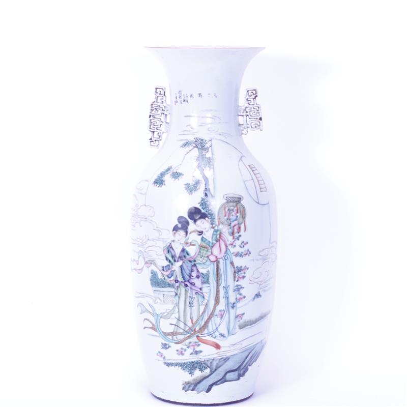 Appraisal: Chinese Famille Rose porcelain floor vase with polychrome figural scenic