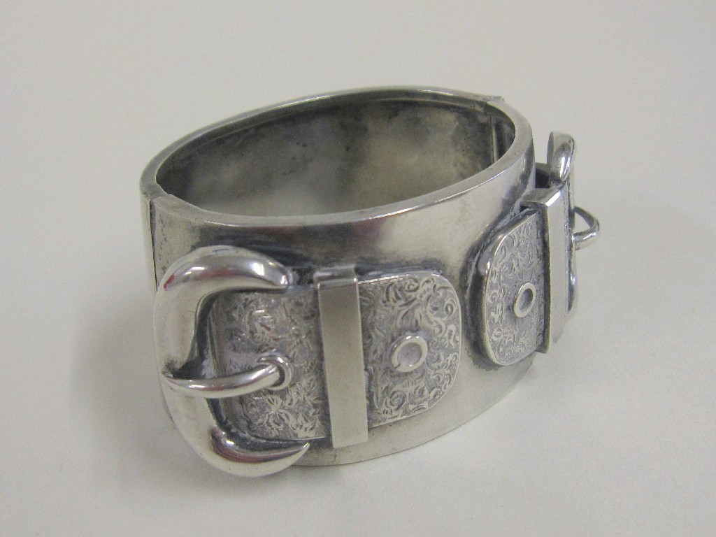 Appraisal: Victorian style sterling silver buckle bangle