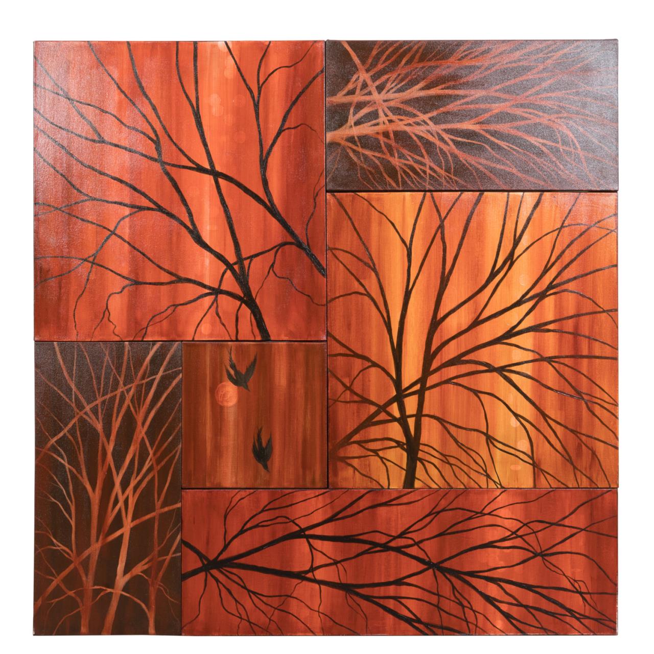 Appraisal: ZOE HERSEY GLOW OF FIRE MIXED MEDIA UNFRAMED Zoe Hersey