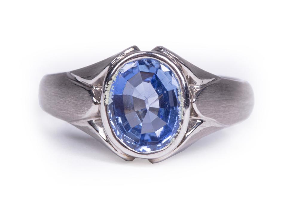 Appraisal: CARTIER PLATINUM AND SAPPHIRE RINGCartier Platinum and Sapphire Ring marked