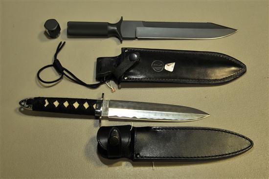 Appraisal: TWO KNIVES Columbia River survival knife in sheath '' TAI