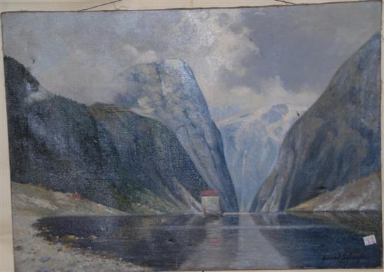 Appraisal: CONRAD HANS SELMYHR NORWEGIAN - Oil on canvas Fijord with