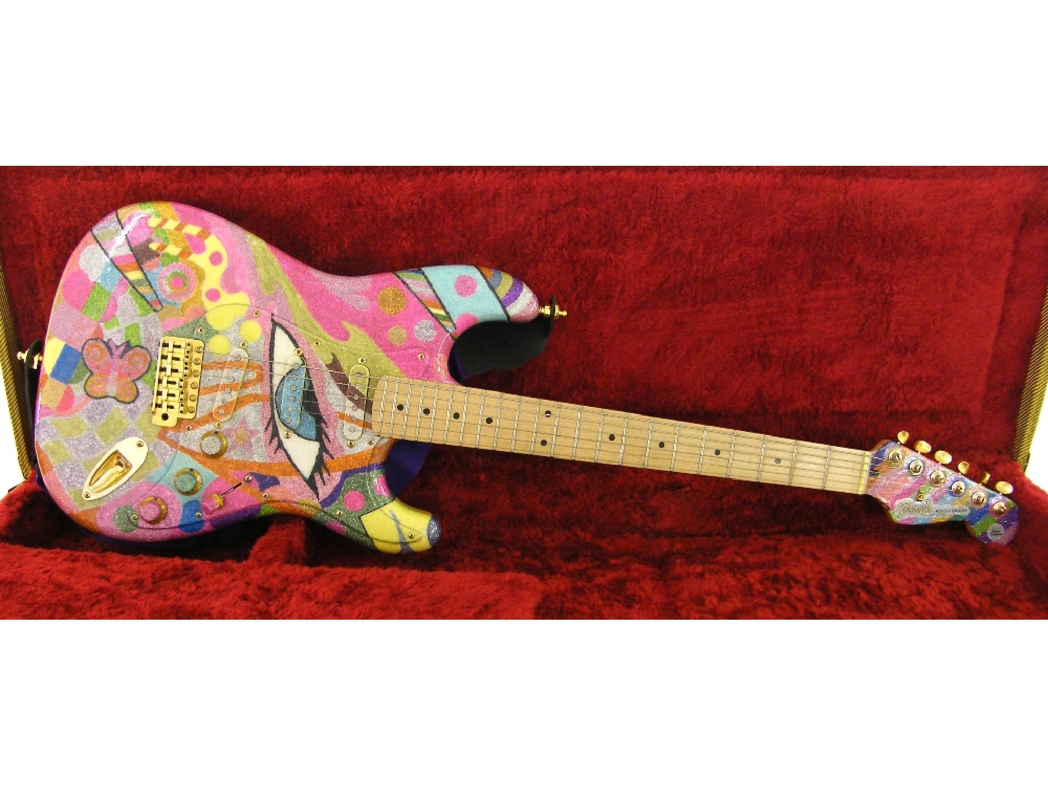 Appraisal: Custom 'psychedelic' Stratocaster electric guitar comprising Fender parts signed 'Derek