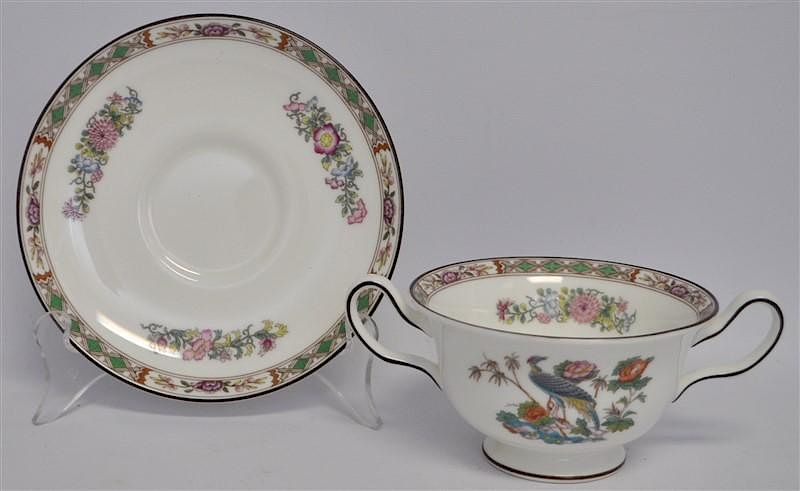 Appraisal: WEDGWOOD KUTANI CRANE CREAM SOUPS SAUCERS Wedgwood Kutani Crane Footed