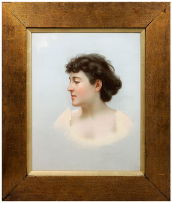 Appraisal: British School portrait profile of a young woman unsigned pastel