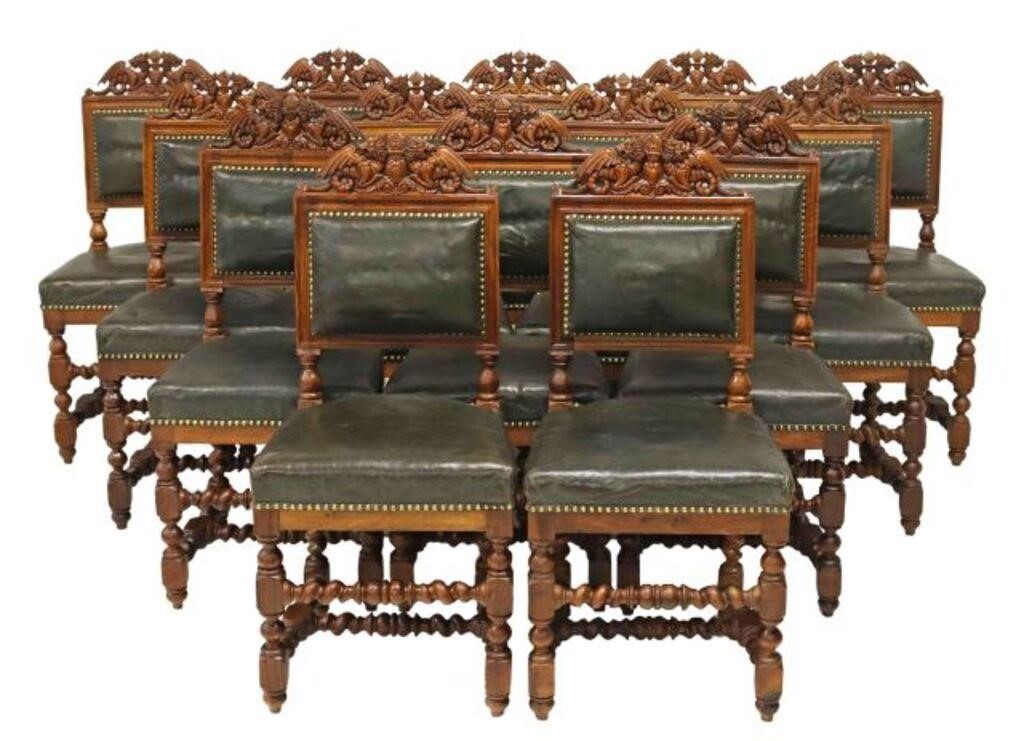 Appraisal: lot of French Renaissance Revival walnut dining chairs late th