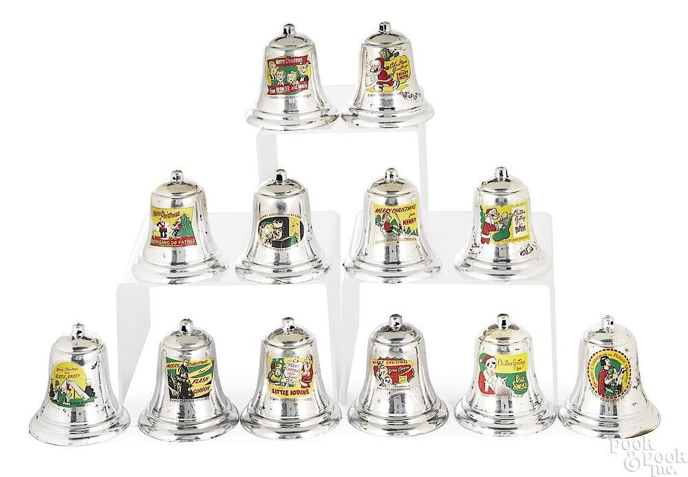 Appraisal: Set of twelve Christmas bell ornaments Set of twelve comic