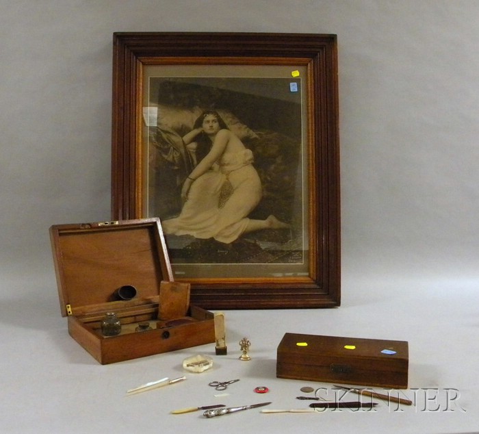 Appraisal: Mahogany Lap Desk Box with Contents and a Walnut Framed