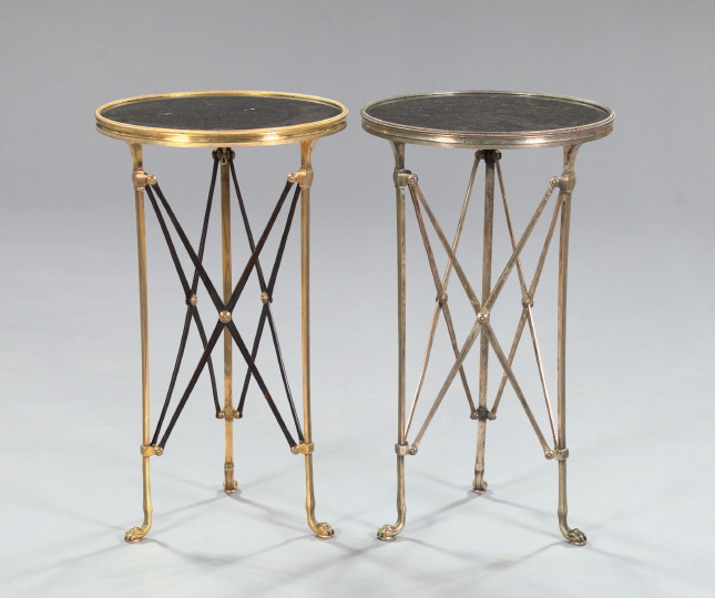 Appraisal: Pair of Directoire-Style Gilt-Metal and Marble-Top Gueridons each with an