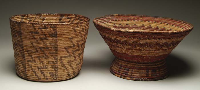 Appraisal: TWO BASKETRY BOWLS African basketry bowl measuring in diameter with