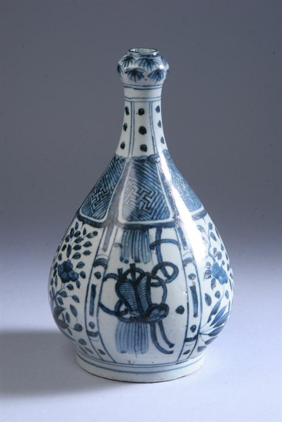 Appraisal: CHINESE BLUE AND WHITE PORCELAIN BOTTLE Ming Dynasty Wanli period