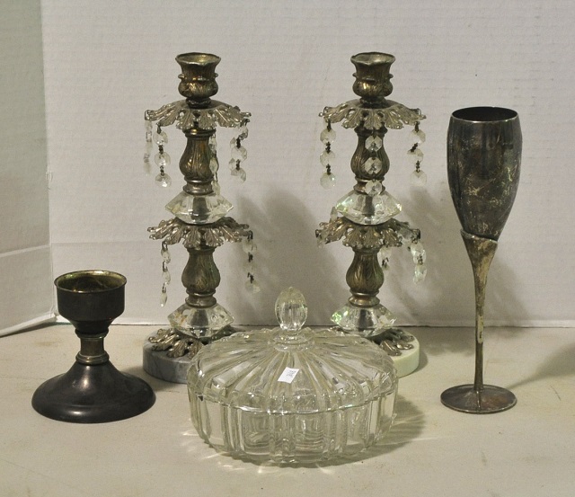 Appraisal: Candle Sticks Candy Bowl