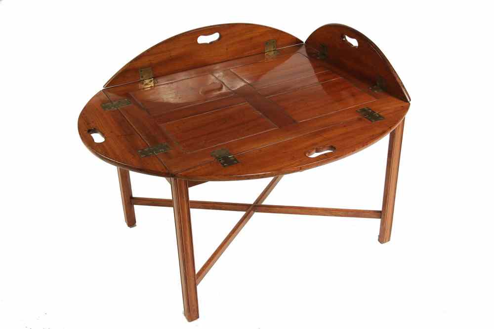 Appraisal: BUTLER'S TRAY TOP COFFEE TABLE - English Mahogany Butler's Tray