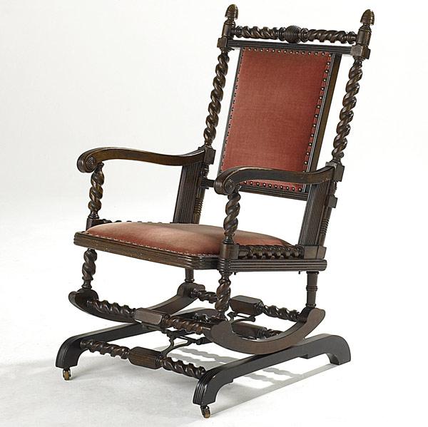 Appraisal: HUNZINGER Attr Platform rocker with spiral turnings shaped arms and