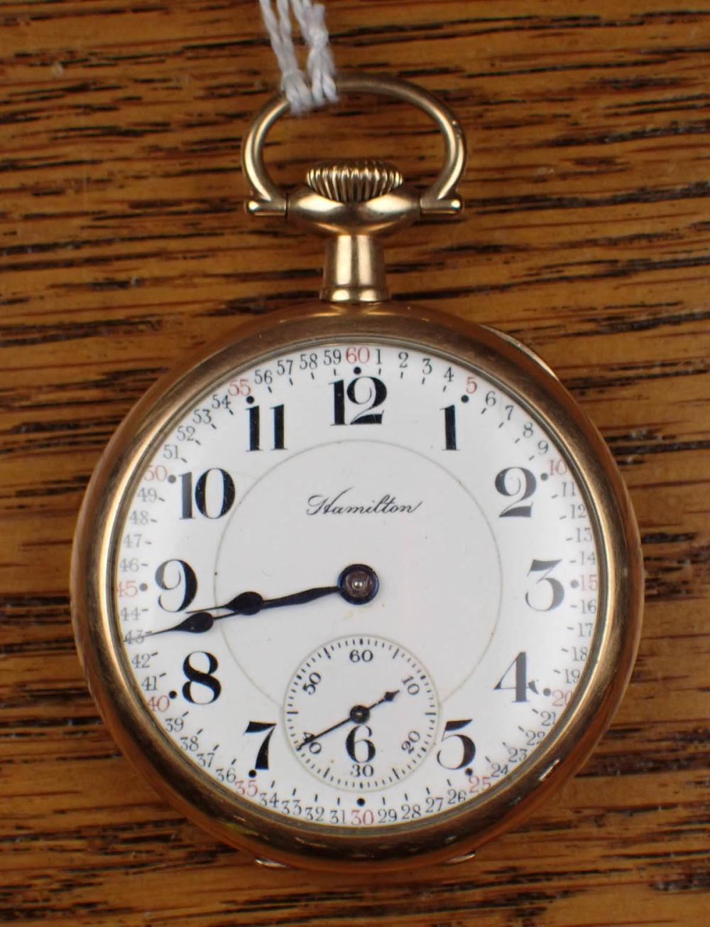 Appraisal: HAMILTON MODEL RAILROAD GRADE POCKET WATCH size s jewel grade