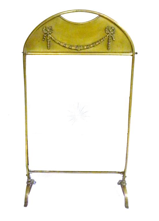 Appraisal: Fire screen brass frame bell flower garland decoration along crest