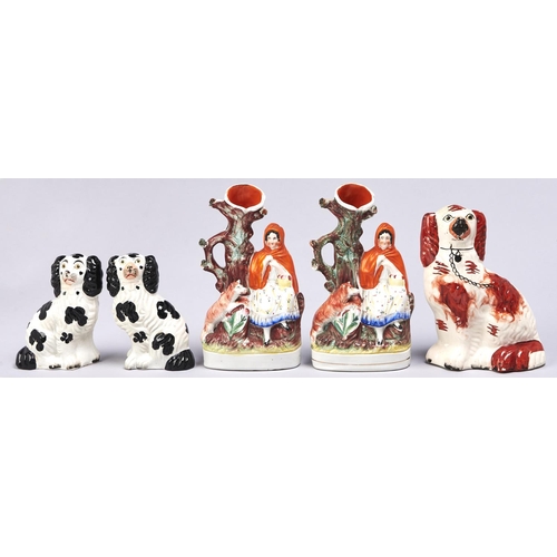 Appraisal: Two Staffordshire Little Red Riding Hood flatbacks th c cm