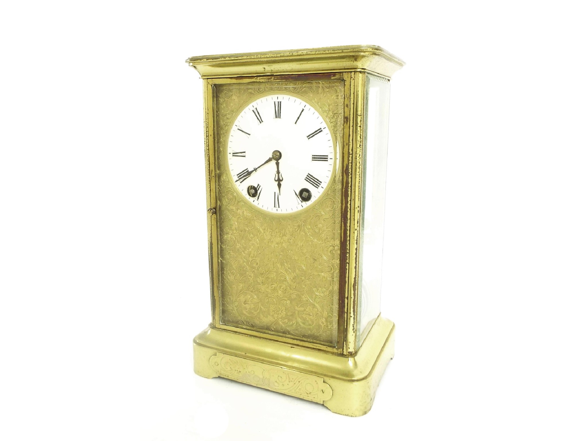 Appraisal: Good French brass four glass table regulator clock the substantial