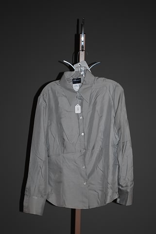 Appraisal: Giorgio Armani gray silk blouse long sleeve with shirt collar